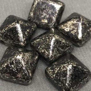 6 Black Gold Picasso Stud Czech Two Hole Pyramid Glass Beads - Sea Beads