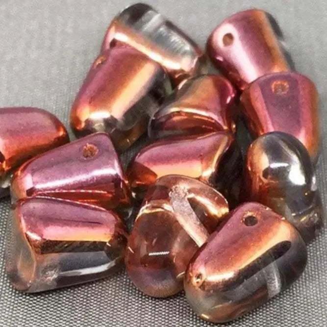 6 Magic Red Czech Gumdrop Glass Beads - Sea Beads