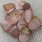 6 Peach Pink Czech Gumdrop Matte Glass Beads - Sea Beads