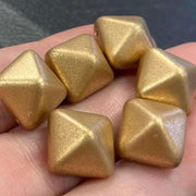 6 Matte Light Gold Czech Two Hole Stud Glass Beads - Sea Beads