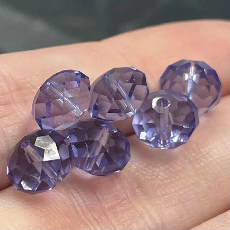 6 Tanzanite Swarovski Crystal Rondelle Beads - Sea Beads