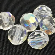 6 Vintage AB Clear Faceted Glass Beads - Sea Beads