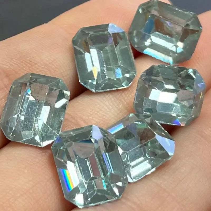 6 Vintage Alexandrite Octagon Glass Stones - Sea Beads