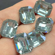 6 Vintage Alexandrite Octagon Glass Stones - Sea Beads