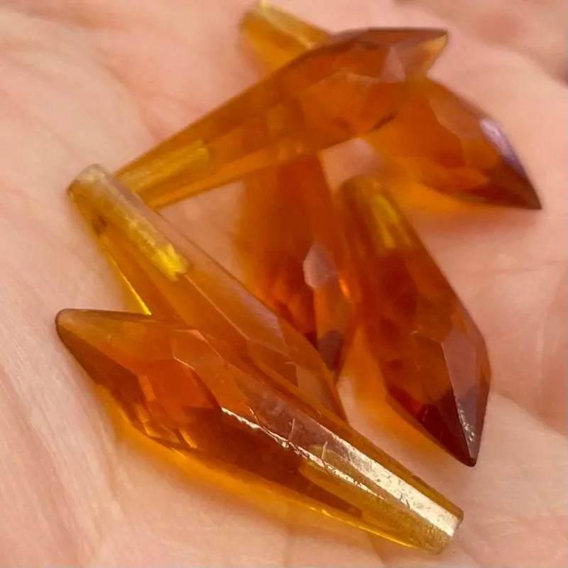 6 Vintage Amber Glass Pendants - Sea Beads