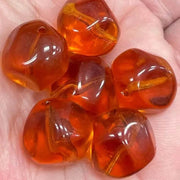 6 Vintage Amber Transparent Baroque Glass Beads - Sea Beads