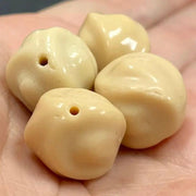 6 Vintage Beige Czech Baroque Glass Beads - Sea Beads