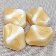 6 Vintage Beige White German Glass Beads - Sea Beads