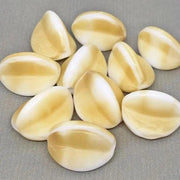 6 Vintage Beige White Givre German Oval Glass Beads - Sea Beads