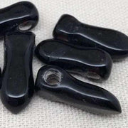 6 Vintage Black Dagger Glass Beads - Sea Beads