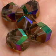 6 Vintage Black Diamond Vitrail Glass Beads - Sea Beads