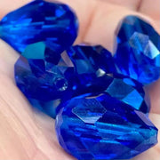 6 Vintage Blue Capri AB Czech Teardrop Glass Beads - Sea Beads
