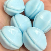 6 Vintage Blue Czech Oval Glass Beads - Sea Beads
