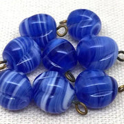 6 Vintage Blue Drop Japan Glass Charms - Sea Beads