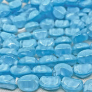 6 Vintage Blue German Silky Glass Beads - Sea Beads