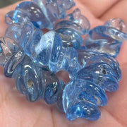 6 Vintage Blue Sapphire Light Spiral Glass Beads - Sea Beads