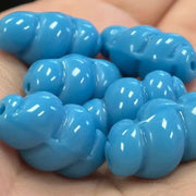 6 Vintage Blue Turquoise Dark Japan Twist Glass Beads - Sea Beads