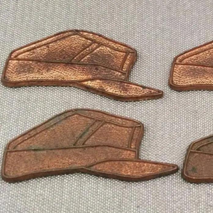 6 Vintage Brass Cast Hat Components - Sea Beads