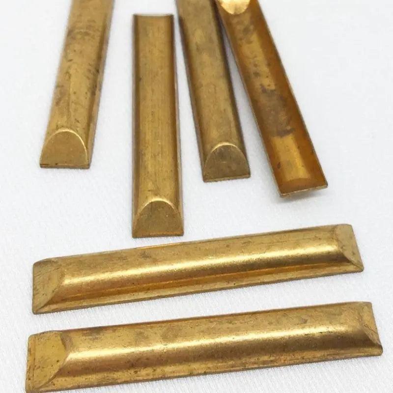 6 Vintage Brass Domed Rectangle Stampings - Sea Beads