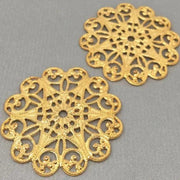 6 Vintage Brass Filigree Metal Pieces - Sea Beads