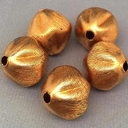6 Vintage Brass Textured Baroque Metal Beads - Sea Beads