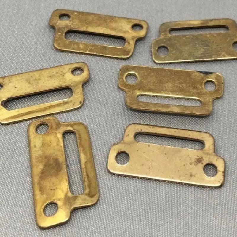6 Vintage Brass Two Hole Metal Connectors - Sea Beads