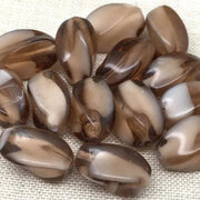 6 Vintage Brown Givre German Twist Oval Glass Beads - Sea Beads