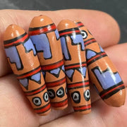 6 Vintage Brown Purple Peruvian Teardrop Beads - Sea Beads