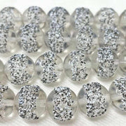 6 Vintage Clear Black German Sugar Glass Beads - Sea Beads