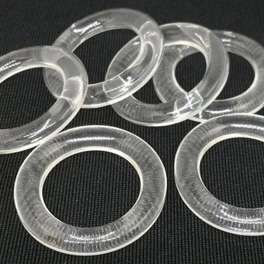 6 Vintage Clear Lucite Ring Doughnut Beads - Sea Beads
