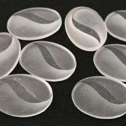 6 Vintage Clear Matte Oval Glass Cabochons - Sea Beads