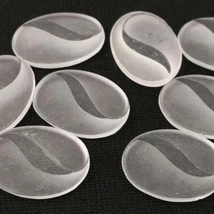 6 Vintage Clear Matte Oval Glass Cabochons - Sea Beads