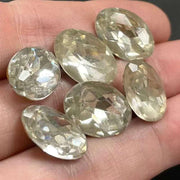 6 Vintage Clear Oval Glass Stones - Sea Beads