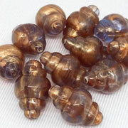 6 Vintage Copper Blue German Lucite Beads, 20x12mm.