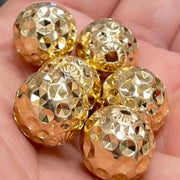 6 Vintage Gold Plated Faceted Metal Beads - Sea Beads