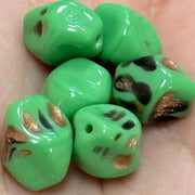 6 Vintage Green German Aventurine Glass Beads - Sea Beads