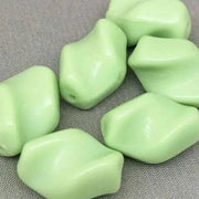 6 Vintage Green Light German Glass Beads - Sea Beads
