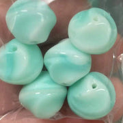 6 Vintage Green Mint German Glass Beads - Sea Beads
