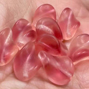6 Vintage Pink Givre German Matte Oval Glass Beads - Sea Beads