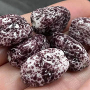6 Vintage Purple Mauve White Mottled Glass Beads - Sea Beads