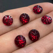 6 Vintage Red Domed Glass Cabochons - Sea Beads