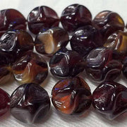 6 Vintage Red Garnet Givre German Glass Beads - Sea Beads