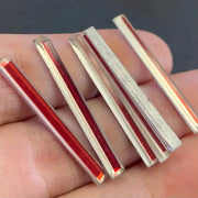 6 Vintage Red Siam Rectangle Bar Glass Cabochons - Sea Beads