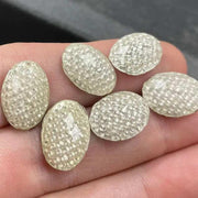 6 Vintage Silver Clear Czech Reflector Glass Stones - Sea Beads