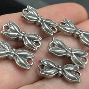 6 Vintage Silver Pewter Antique Plated Jewelry Links - Sea Beads