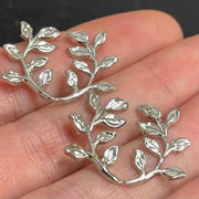 6 Vintage Silver Plated Twin Leaves Metal Stampings - Sea Beads