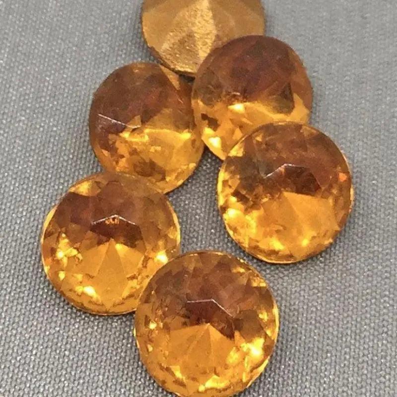 6 Vintage Topaz Point Back Glass Stones - Sea Beads