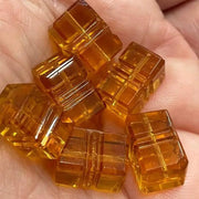 6 Vintage Topaz Rectangle Glass Beads - Sea Beads