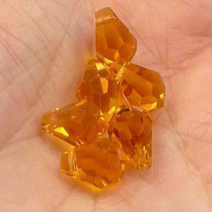 6 Vintage Topaz Swarovski Briolette Crystal Beads - Sea Beads