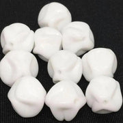 6 Vintage White German Glass Beads - Sea Beads